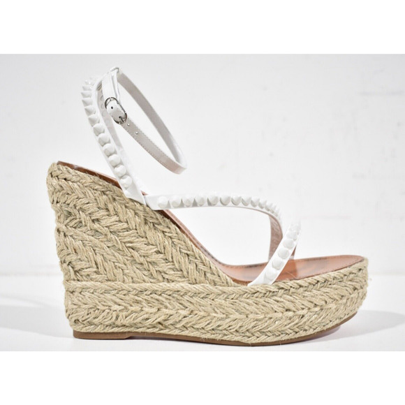Christian Louboutin Mafaldina Zeppa 120 White Platform Wedge Sandal Heel Pump 42 - Picture 2 of 12